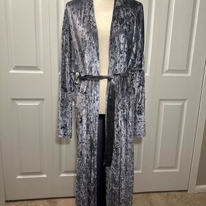 Elegant Gray Royal Velvet Robe